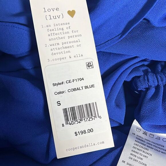 Cooper & Ella Women's Ruffled Butterfly Sleeves Blue Romper Size S NWT - Picture 9 of 12